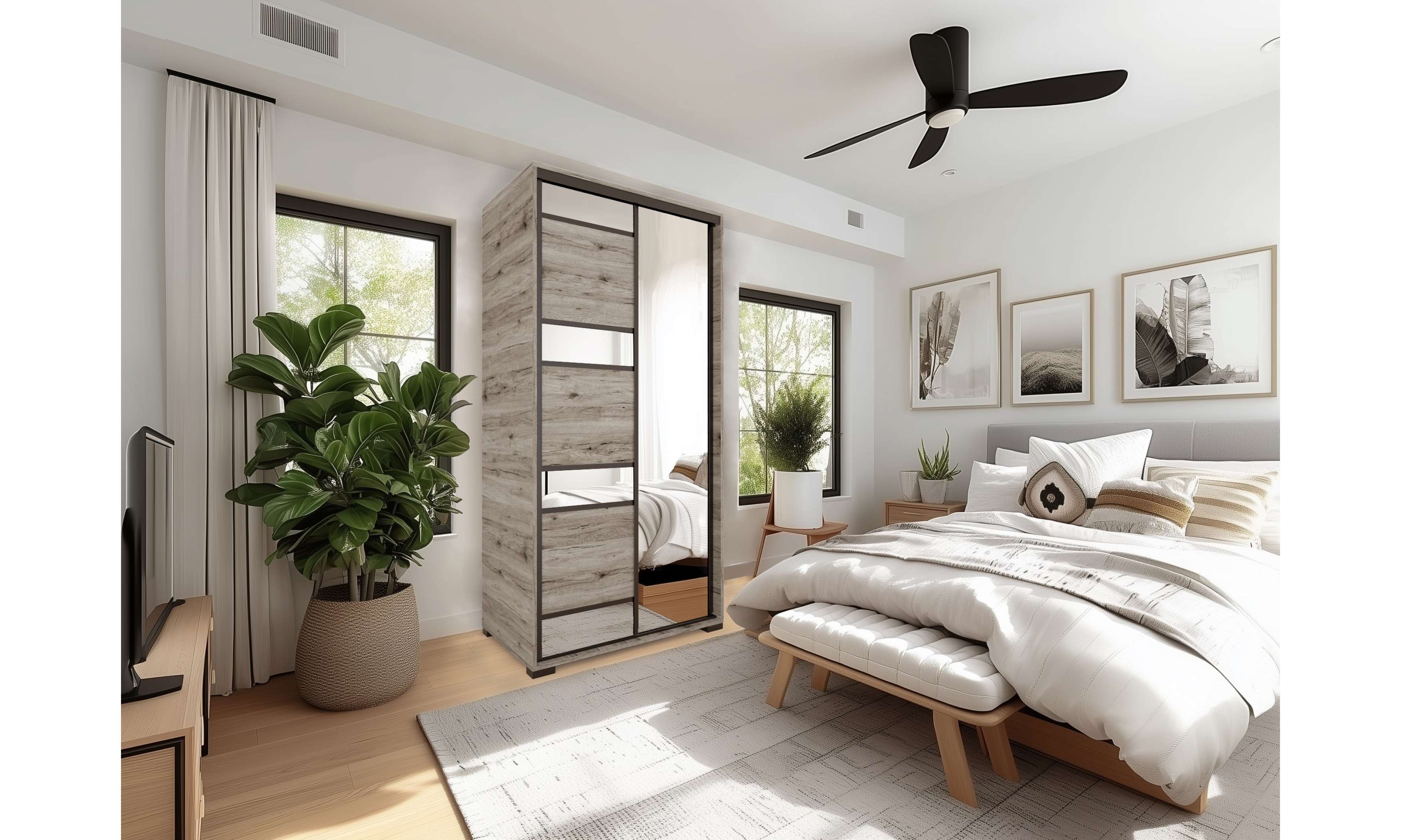 Peking tolóajtós gardrób 100 1 teli tükrös ajtóval