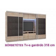 Bőr betétes TV-s tolóajtós gardrób 318