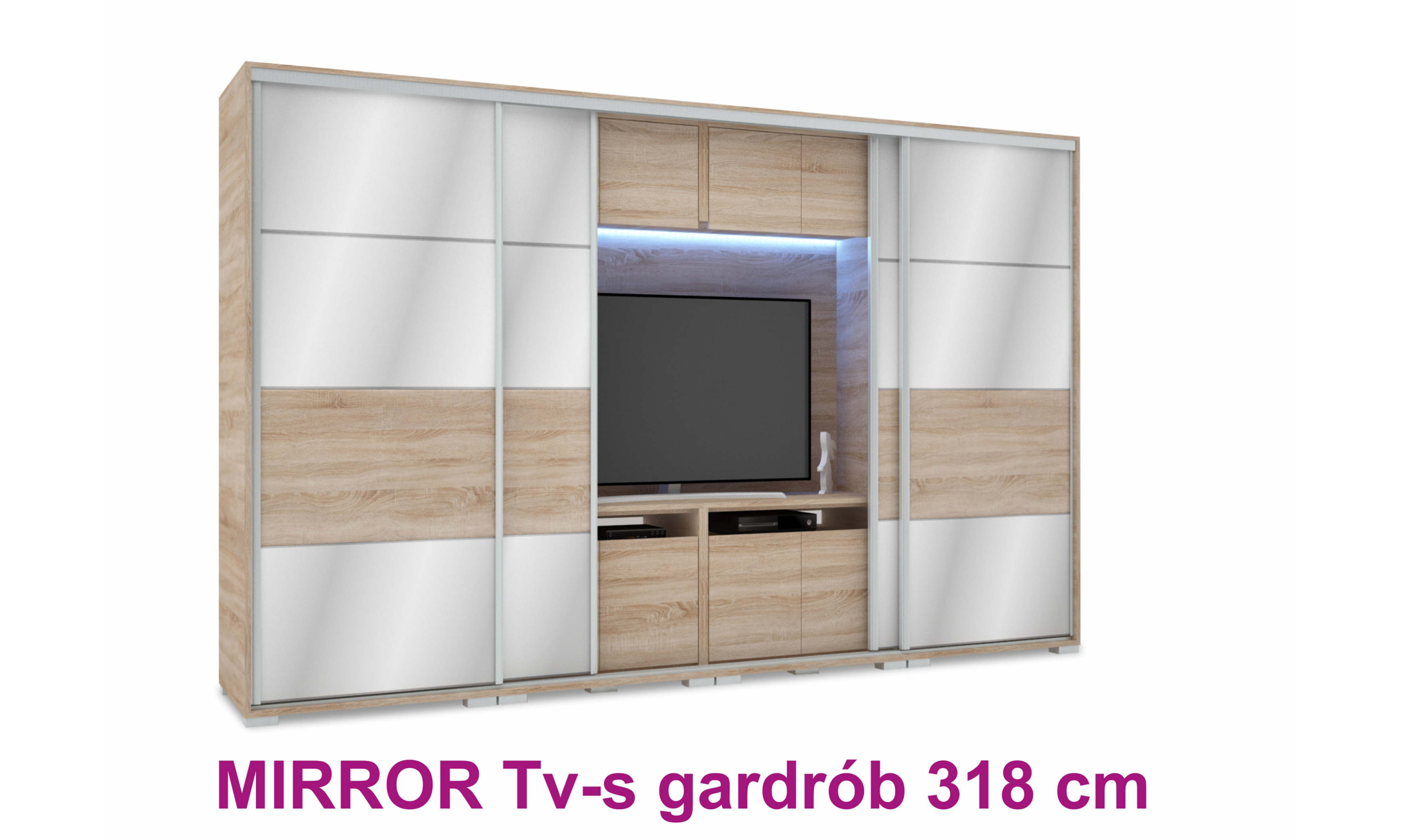 Mirror Tv-s tolóajtós gardrób 318