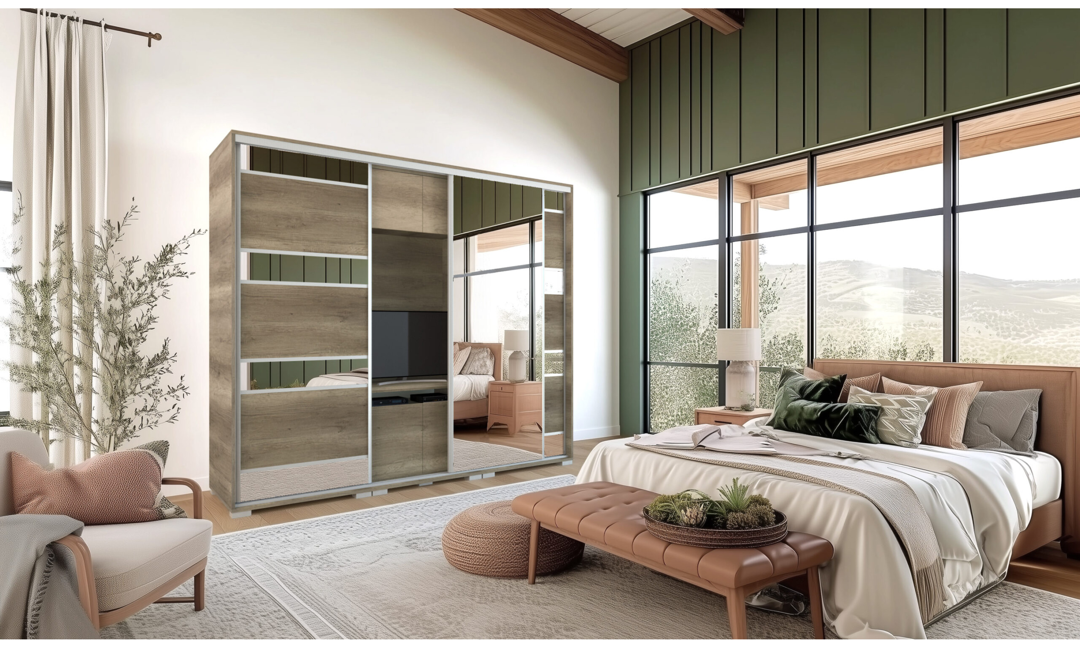 Peking TV-s tolóajtós gardrób 239 1 teli tükrös ajtóval