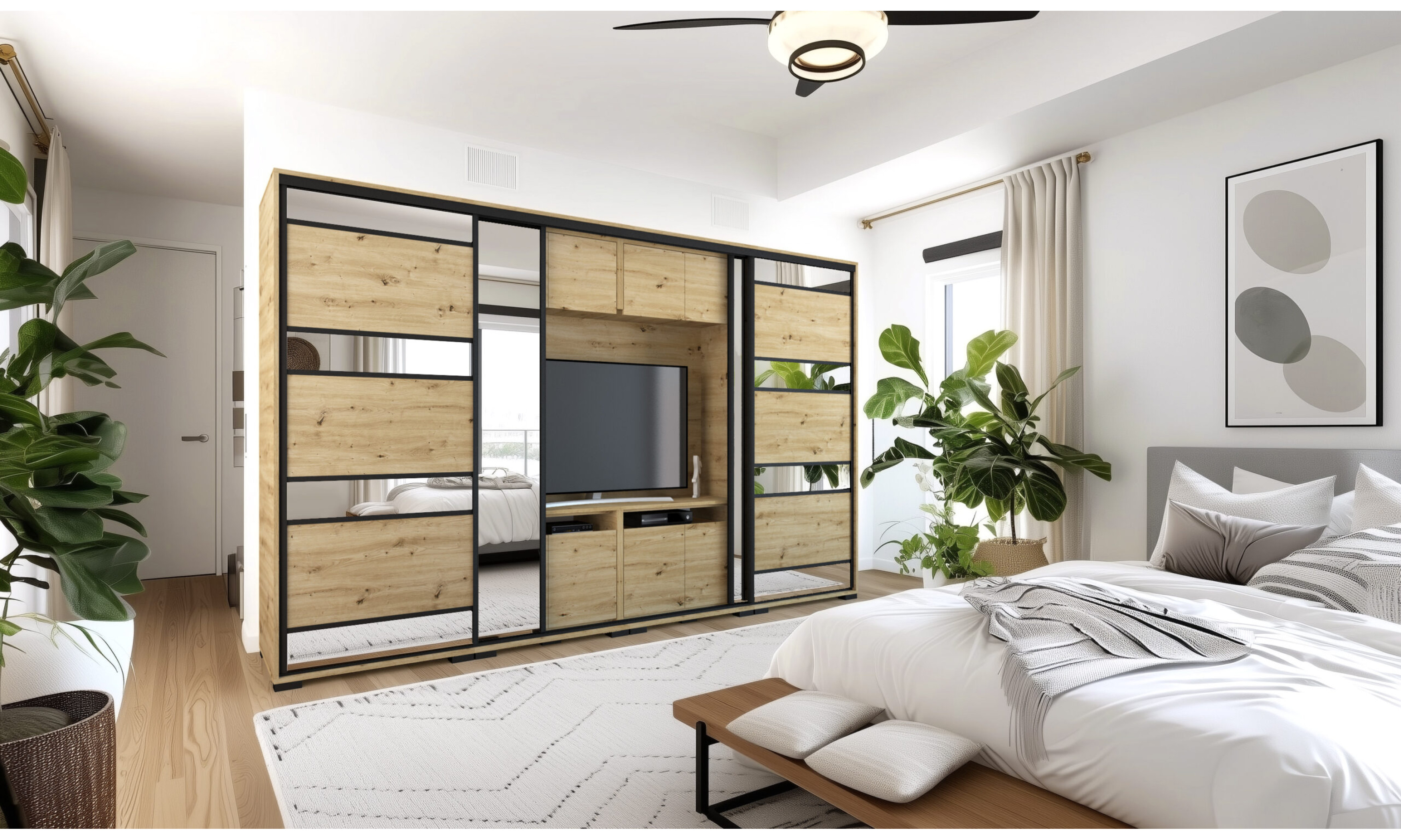 Peking TV-s tolóajtós gardrób 318 2 teli tükrös ajtóval